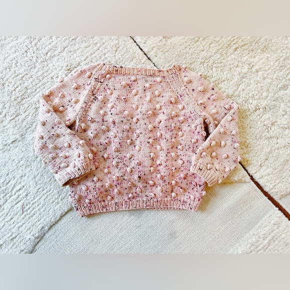 Misha & Puff Dusty Rose Confetti Pink Popcorn Sweater Kids Wool Handmade 3-4y - Picture 10 of 12